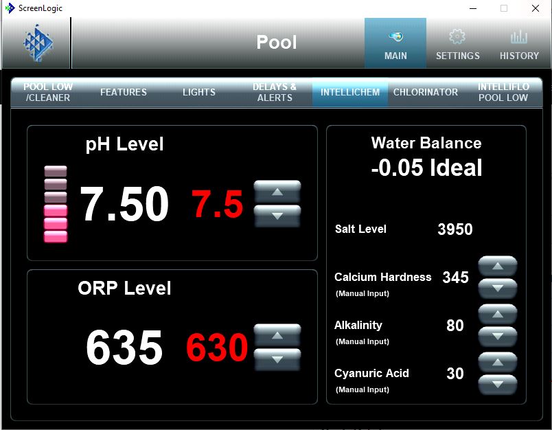 Pool Automation System screen