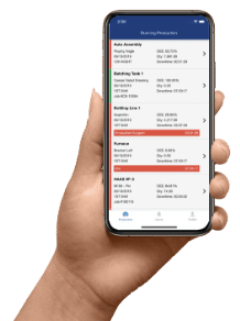 Aplicación móvil Smart Factory en la mano