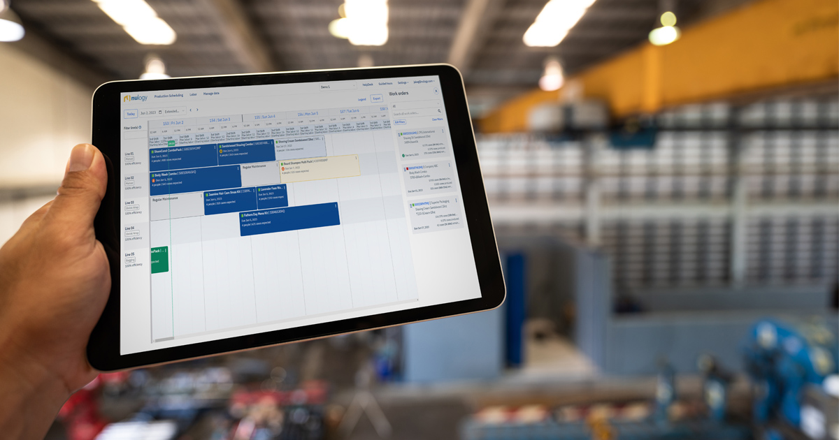 Nulogy production scheduling tablet