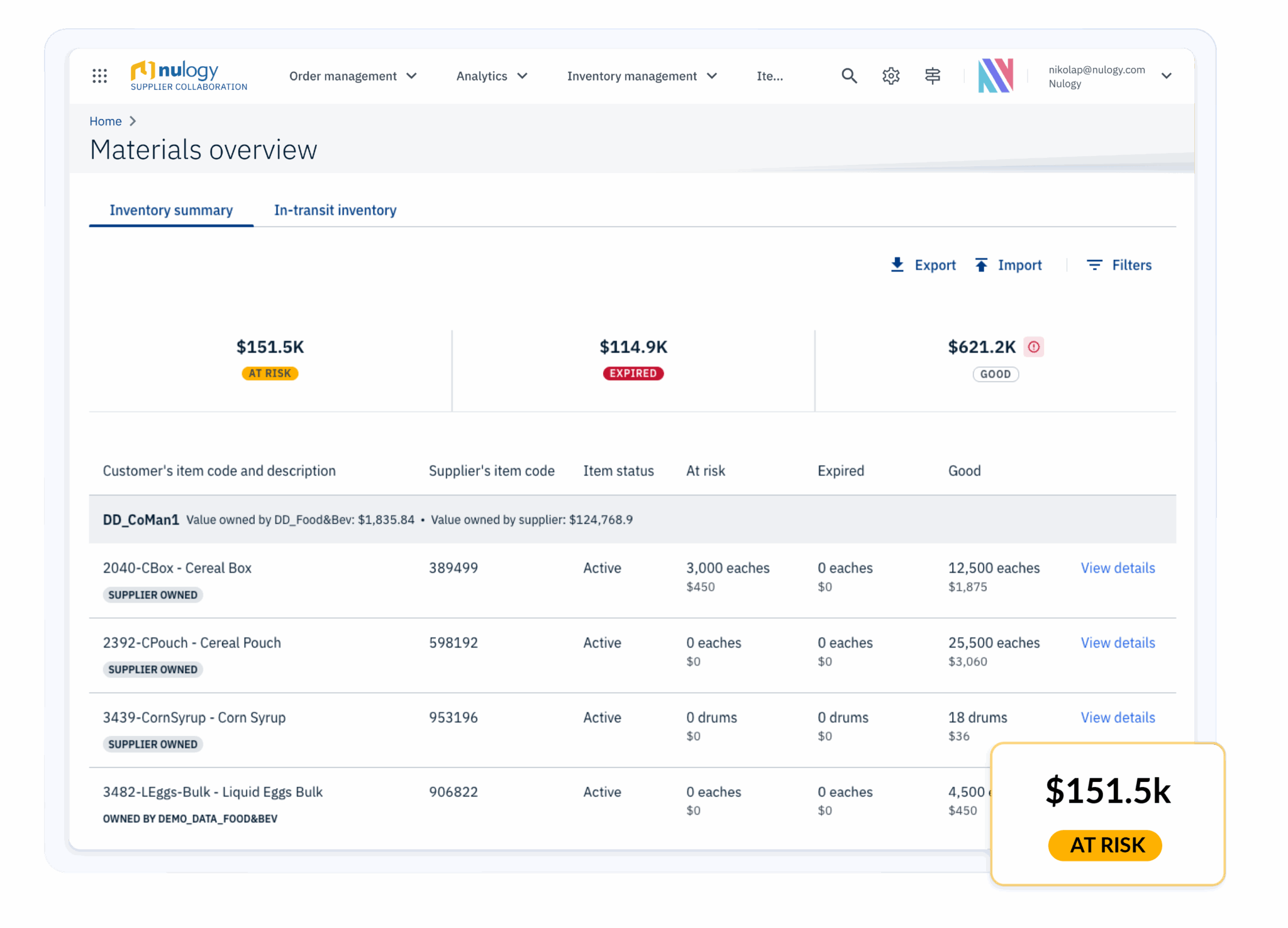Gestión de materiales - Soluciones de software Nulogy