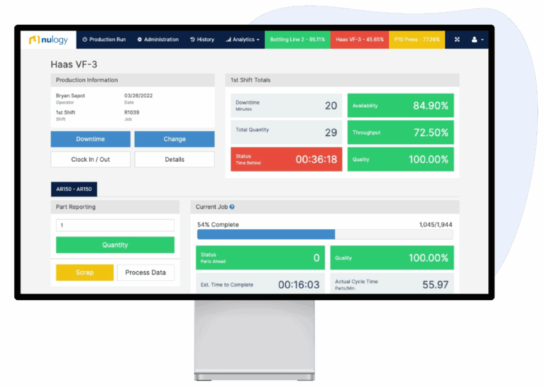 Nulogy OEE tracking dashboard 4