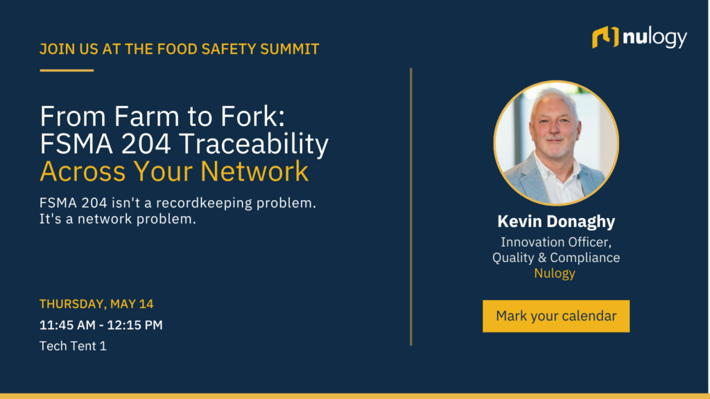 Kevin Donaghy en la Cumbre sobre Seguridad Alimentaria, hablando sobre la FSMA 204