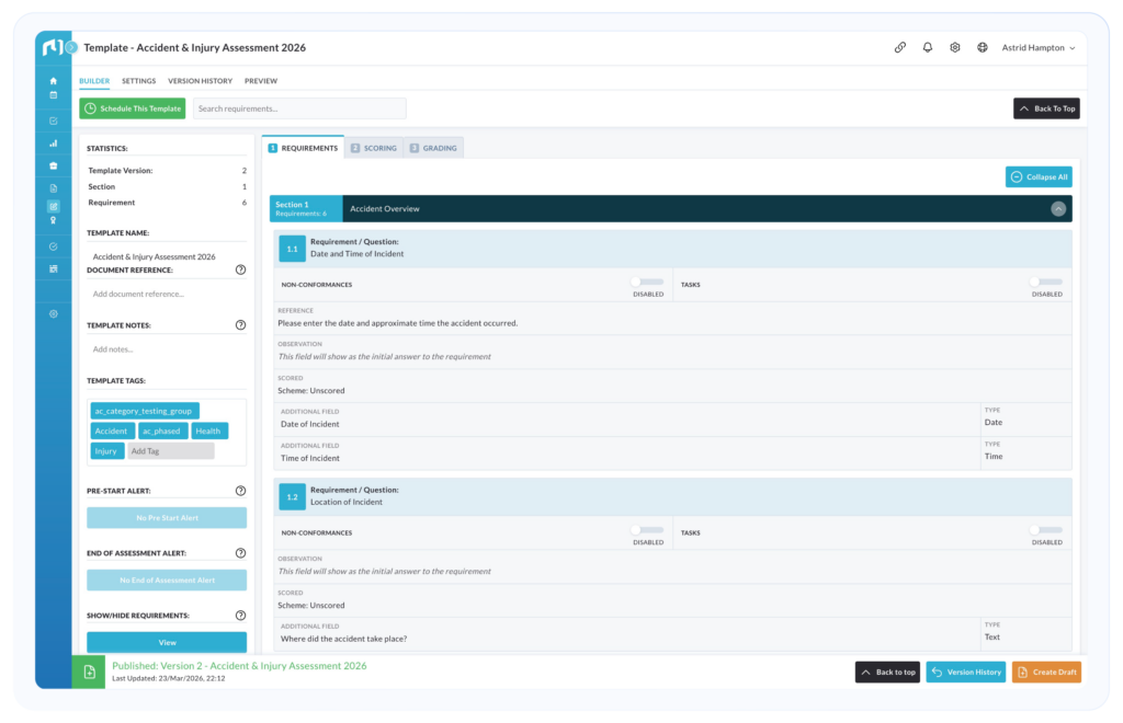Building an assessment template