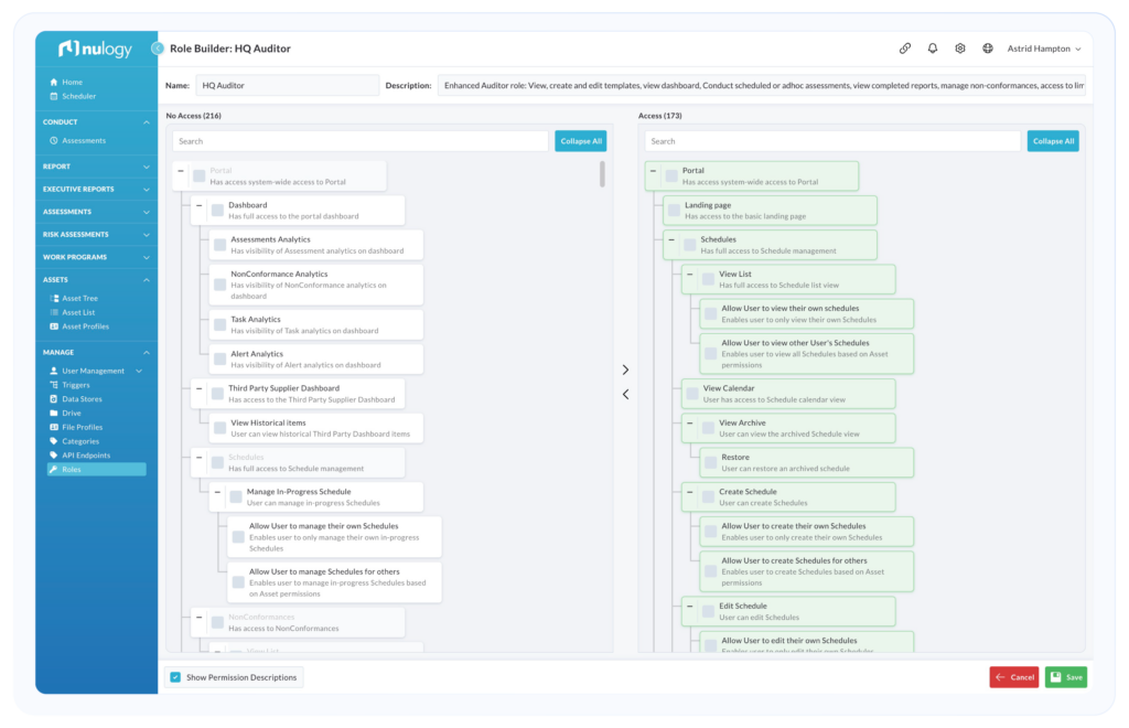 Role-based access permissions